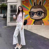 QUẦN JEANS ỐNG RỘNG GẤU THÊU HOA 3D WGWE W9831