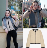 ÁO KHOÁC ZR BE DÁNG NGẮN VIỀN ĐEN 8372/048