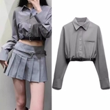 ÁO SƠ MI XÁM KÈM BELT ZR 4661/027