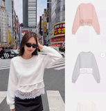 ÁO NỈ CROPTOP PHỐI REN ZARA 0085/311