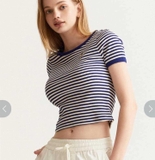 ÁO CỘC TAY KẺ WHOAU SIZE S WHRSD2525F