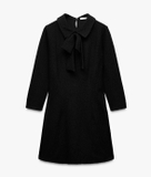 VÁY DÀI TAY ĐEN THẮT NƠ CỔ ZARA 2298/185