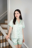 PIJAMA LỤA XANH PASTEL ( HÀNG THIẾT KẾ )