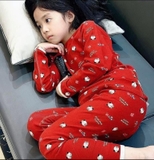 SET BỘ BÉ GÁI AMBB.KIDS ĐỎ IN HÌNH GẤU 24Y045