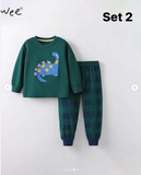 SET KID ÁO DÀI TAY + QUẦN KẺ MALWEE