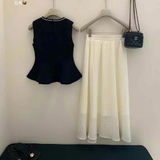 SET ÁO CỔ NGỌC TRAI + CHÂN VÁY DÀI WGWE 5237