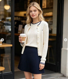 ÁO CARDIGAN TOMMY LEN HỌA TIẾT GÂN NỔI VIỀN ĐEN XW09142