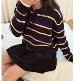 ÁO POLO LEN HÀN NÂU KẺ FREESIZE 906