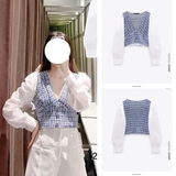 ÁO PHA DẠ TWEED CỔ CHỮ V ZARA 2814/101