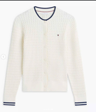 ÁO CARDIGAN TOMMY LEN HỌA TIẾT GÂN NỔI VIỀN ĐEN XW09142