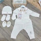 BỘ DÀI TAY KÈM MŨ + BAO TAY, BAO CHÂN SIZE 0-3M LSSCT160103