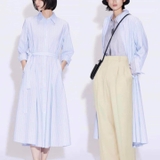 ÁO VÁY SƠ MI XANH KẺ UNI HT00188CF