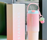 BÌNH INOX GIỮ NHIỆT STARBUCKS  HỒNG KÈM CHARM XƯƠNG RỒNG 820ML 11163956