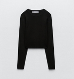 ÁO LEN CROP ĐEN DÀI TAY 3519/502 SIZE S