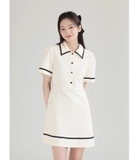 VÁY POLO CỔ TRẮNG VIỀN ĐEN DESSUU NQ23006-3
