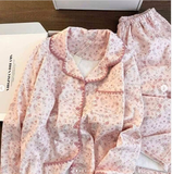 SET BỘ PYJAMA DÀI TAY MÀU HỒNG HỌA TIẾT HOA VINTAGE 2607