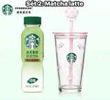 COMBO STARBUCKS 1 CHAI NƯỚC 250ML + 1 BÌNH THỦY TINH CHÂN MÈO 450ML