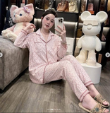 SET BỘ PYJAMA DÀI TAY MÀU HỒNG HỌA TIẾT HOA VINTAGE 2607