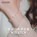VÒNG TAY CỎ 4 LÁ HỒNG AGOVSKI FULLBOX