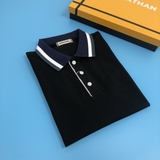 Áo Polo Đen Cổ Navy viền trắng xám