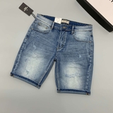 QUẦN SHORT JEAN NAM XANH SÁNG MÀI RÁCH SLIM FIT