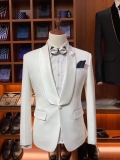 TX0003 Tuxedo trắng cổ lụa trắng