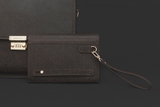 CK09 Clutch cầm tay da bo saffiano chà nâu