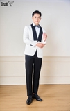 TX0004 Tuxedo trắng cổ lụa đen