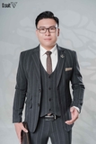 AV06 - Vest Đen Kẻ Sọc