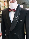 TX0011 Tuxedo Đen Cổ Lụa Trắng (2 Cúc)