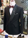 TX0011 Tuxedo Đen Cổ Lụa Trắng (2 Cúc)