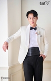 TX0003 Tuxedo trắng cổ lụa trắng