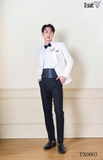 TX0003 Tuxedo trắng cổ lụa trắng