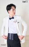TX0003 Tuxedo trắng cổ lụa trắng