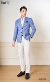 AV109 BLAZER XANH DENIM KẺ Ô SÁNG MÀU