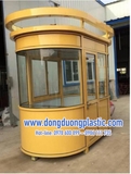 Cabin bốt gác bảo vệ thép kính cong 2 đầu màu vàng