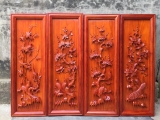 Tranh Tứ Quý Gỗ Hương Đỏ, KT- 117 x 37 x 5