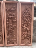 Tranh Tứ Quý Gỗ Trạm Tay Tinh xảo Gỗ Hương Đá