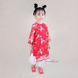 ao-dai-be-gai-theu-ren-chim-en-cach-tan-set-ao-kem-chan-vay-voan-2-lop-mamla