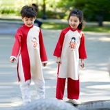 ao-dai-doi-be-trai-be-gai-mac-cap-vai-nhung-tex-mem-in-hinh-tet-mamla