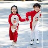 ao-dai-doi-be-trai-be-gai-mac-cap-vai-nhung-tex-mem-in-hinh-tet-mamla