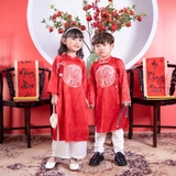 ao-dai-doi-be-trai-be-gai-mac-cap-theu-hinh-long-phuong-chat-gam-han-mem-mau-do-