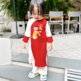 ao-dai-doi-be-trai-be-gai-mac-cap-vai-lua-cheo-mem-mau-do-in-hinh-em-be-tet-kem-