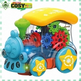 Đồ chơi đầu tàu xe lửa trong suốt chạy bằng pin có đèn cho bé