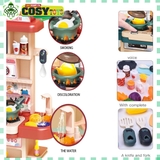 Đồ chơi mô hình bếp nấu ăn kèm dụng cụ bếp, đồ ăn và các hiệu ứng khi chơi với hơn 43 chi tiết