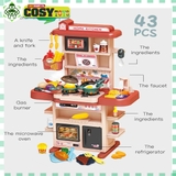 Đồ chơi mô hình bếp nấu ăn kèm dụng cụ bếp, đồ ăn và các hiệu ứng khi chơi với hơn 43 chi tiết