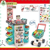 Bộ đồ chơi siêu thị cỡ lớn với hơn 47 chi tiết cùng với xe đẩy hàng cho bé