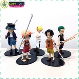 Mô hình combo các anh em Luffy, Zoro, Sanji, ACE, Sabo lúc nhỏ siêu đẹp cao 15cm - One Pece