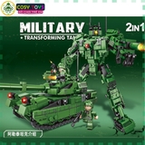 Đồ chơi lắp ghép xếp hình xe tăng quân sự 2 trong 1 (xe tăng - robot) với hơn 491 chi tiết
