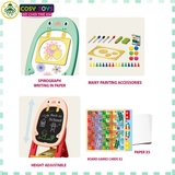 Bảng vẽ thông minh có 2 mặt hút nam châm cho bé, kèm phấn, bút màu và trò chơi thẻ với 46 chi tiết, mô hình chim cánh cụt